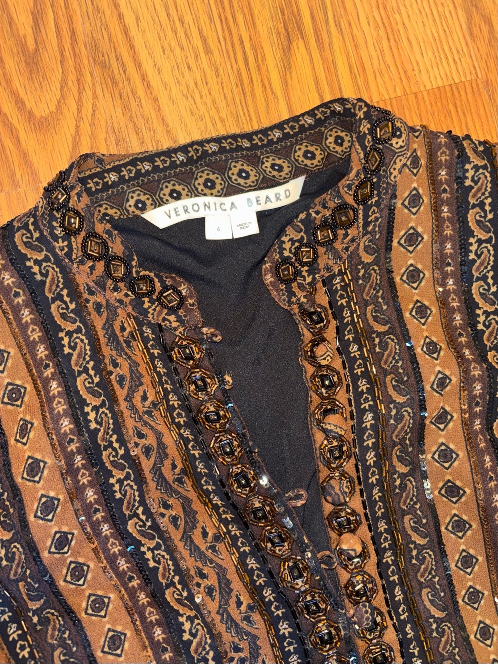 Veronica Beard Black and Brown Striped Midi Dress - Picture 6 of 10